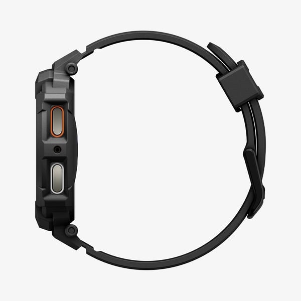 Spigen Rugged Armor Pro, Kotelo + hihna, Älykello, musta, Samsung, Watch 8 (40mm), Termoplastinen polyuretaani (TPU)