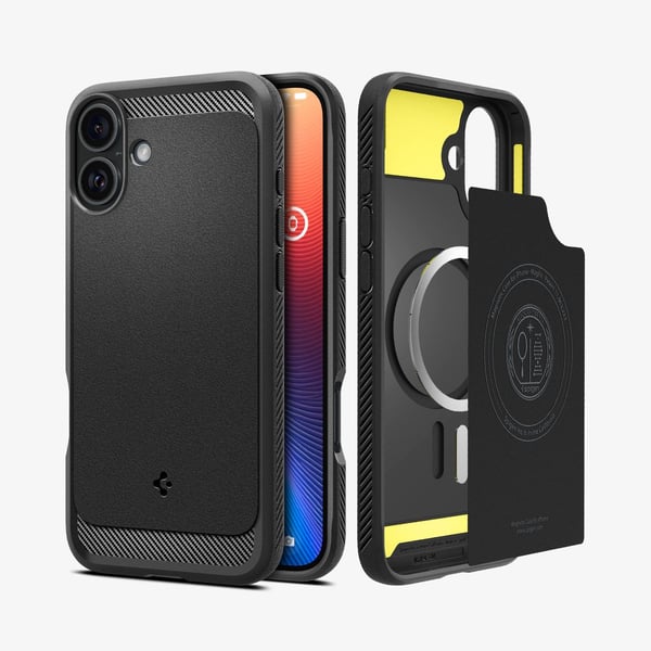 Spigen Rugged Armor (MagFit), Mobilskal, Apple, iPhone 16, 15,5 cm (6.1"), Svart
