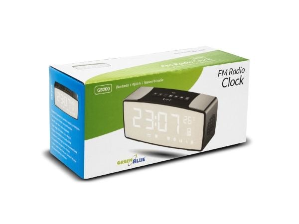 GreenBlue 62917 GB200 kelloradio Bluetooth 4.2 FM 6 W, musta/harmaa