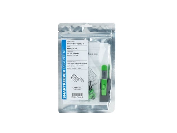 Smartkeeper MNL04PKGN, Portblockerare + nyckel, RJ-11, Grön, Plast, 1 styck, Polypåse