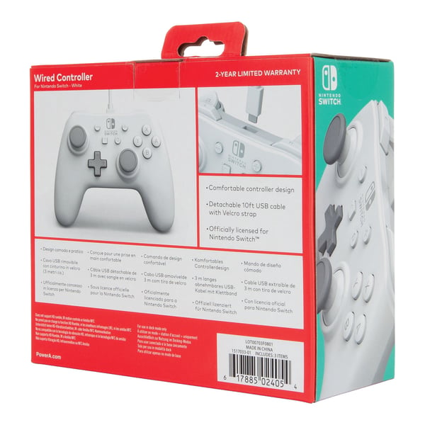 PowerA 1517033-03 langallinen peliohjain Nintendo Switchille, valkoinen