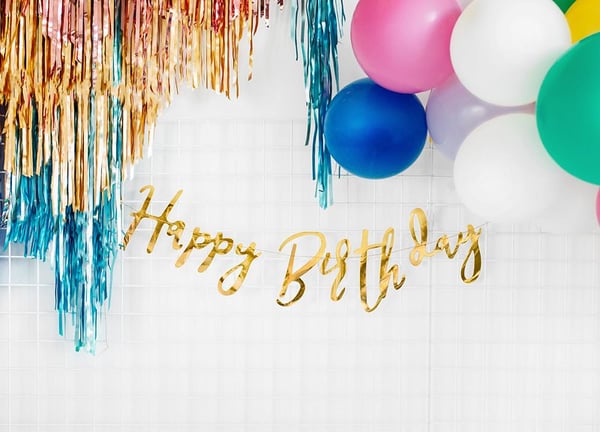 PartyDeco GRL75-019M, Vimpler, Papir, Gull, Bursdag, Vegg, Gutt/Jente