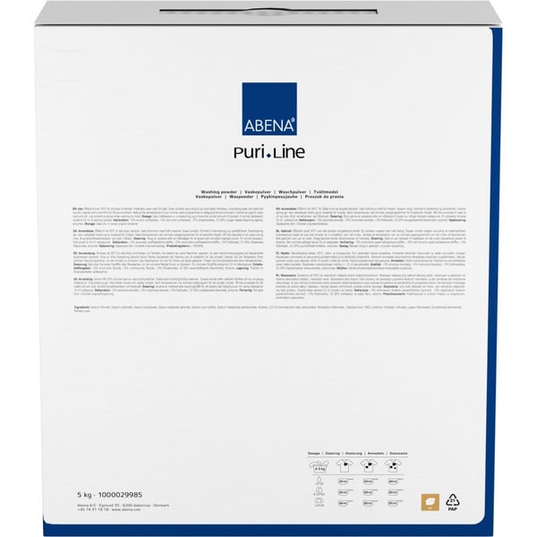 Vaskepulver, ABENA Puri-Line, farget og hvitt, uten farge og parfyme, 5 kg - (2 stk.)