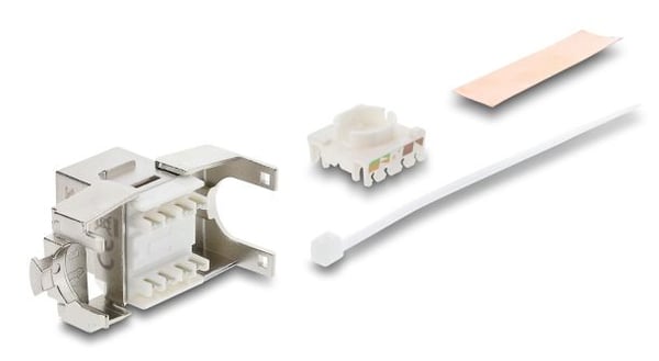 DeLOCK 90706, Tasainen, Hopea, Valkoinen, RJ-45, LSA, Naaras, 22/26