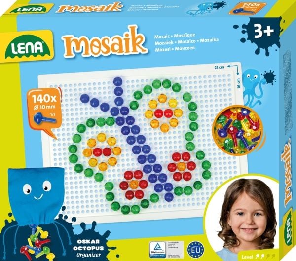 Lena Mosaik Set Transparant, 3 vuosi/vuosia, Poika/tyttö, Esikoulu, Monivärinen, 140 kpl, Tšekin tasavalta