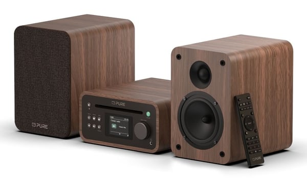 PURE Classic Stereo Mini stereoanläggning DAB+/FM Bluetooth CD USB, brun/valnöt