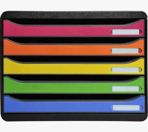 Exacompta Big Box 308798D skuffeseksjon, 5 skuffer, DIN A4, harlekin