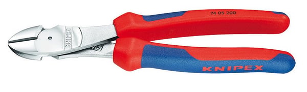 Knipex 74 05 200, Sivuleikkurit, Kromivanadiini-teräs, Muovi, Sininen, Punainen, 200 mm, 303 g