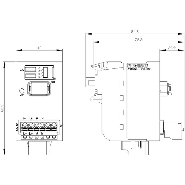 Siemens 3SU14001LK103AA1 3SU1400-1LK10-3AA1 Interface IP20 1 St., 129 g, 115 mm, 100 mm, 55 mm
