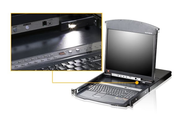 ATEN KL1508AiN, 1600 x 1200 piksler, Ethernet/bredbåndsforbindelse, SXGA, Rack-montering, 27,5 W, 1U