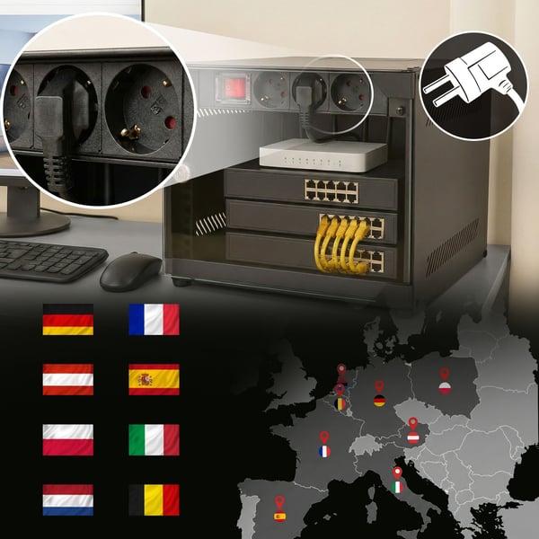 Extralink 10" 1U 3 stikkontakter av EU-type Power PDU | strømskinne | med bryter