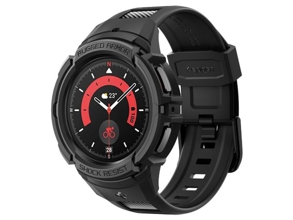 Spigen Rugged Armor Pro, Laatikko, SmartWatch, Musta, Samsung, Galaxy Watch 5 Pro, Termoplastinen polyuretaani (TPU)