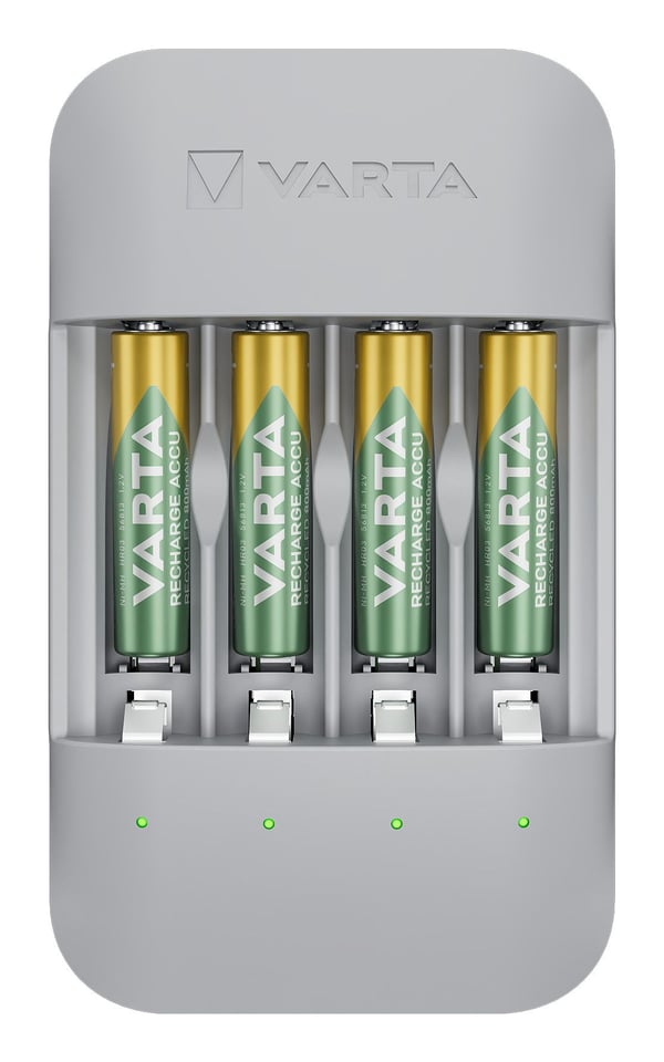 Varta Eco Charger Pro, Nikkelmetallhydrid (NiMH), Kortslutning, AA, AAA, 4 stykker, Batterier medfølger