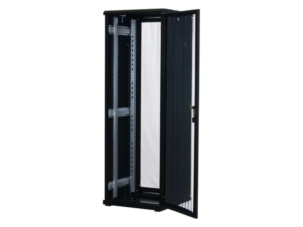 Rockstable RS19-6637PP, Frittstående hylle, 37U, 800 kg, Nøkkellås, Rack skinner, Justerbare bein