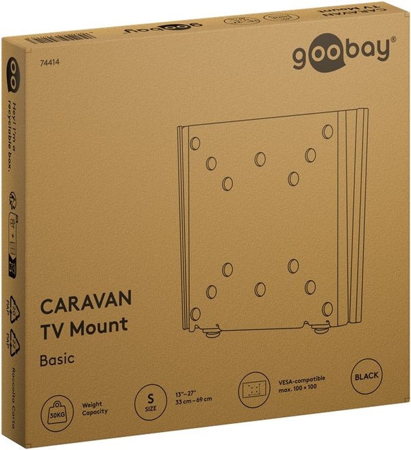 GOOBAY TV-väggfäste Husvagn 13-27'', max. 30kg, FAST (S) svart