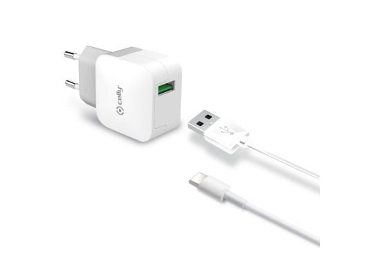 Celly TCUSBTYPEC - Strömadapter - 2.4 A (USB) - på kabel: USB-C