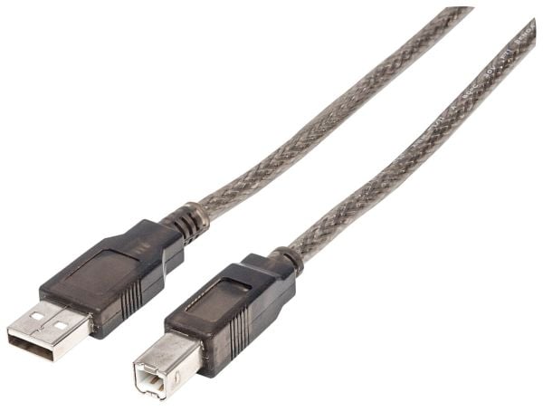 Manhattan 152389, 15 m, USB A, USB B, USB 2.0, uros-/urosliitin, musta