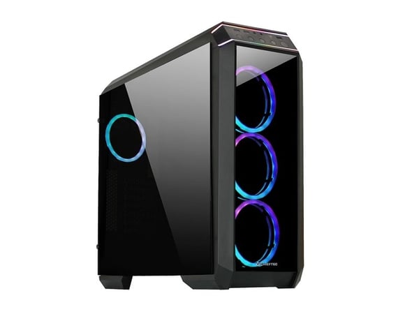 Chieftec Gamer Series STALLION II - Tower - ATX - genomskinlig sidopanel (härdat glas) - ingen strömförsörjning (ATX) - svart - USB/ljud