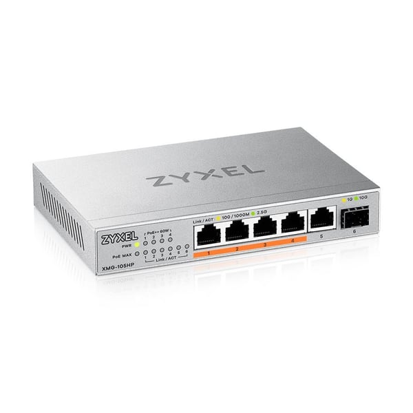 Zyxel XMG-105HP ustyrt nettverksswitch 5x 2.5G + 1x 10G SFP+ 70 W PoE++