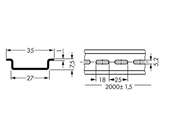 Wago 210-115, 630 g, 2000 mm, 35 mm, 7,5 mm, 7,5 mm