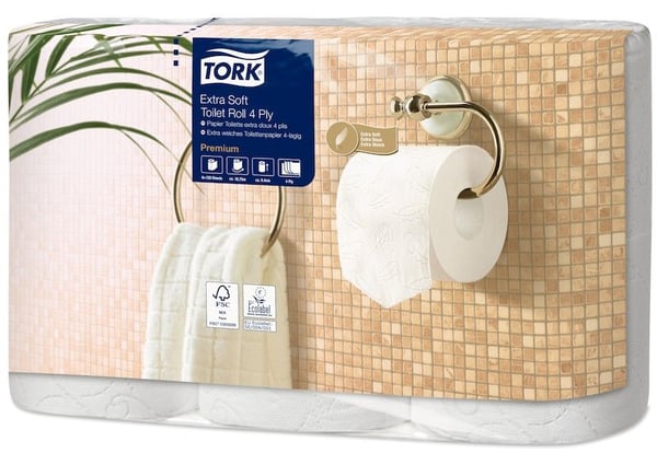 Toalettpapir Tork T4 Ekstra Mykt Premium, 4-lags, hvitt - (7 pakker x 6 ruller)
