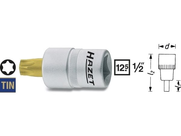 HAZET 992-T27, 1 kpl, 25,4 / 2 mm (1 / 2"), Terästä, 55 mm, 63 g