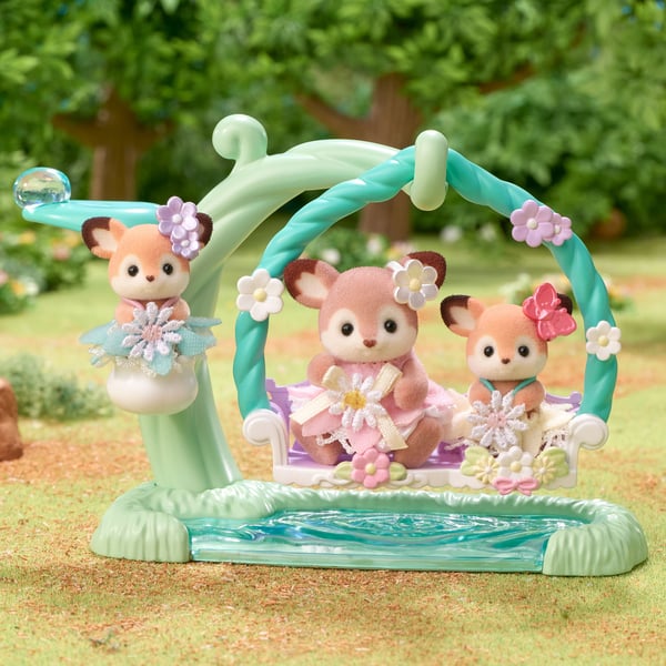 Sylvanian Families Deer Babies -Floral Swing Set