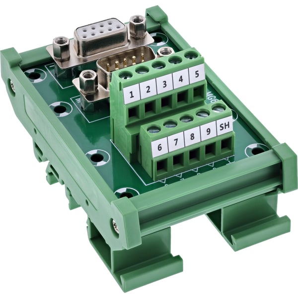 InLine 92501M, Terminal block / D-Sub 9, Grønn, Hankjønn/hunkjønn, 300 V, 10 mO, 100 V