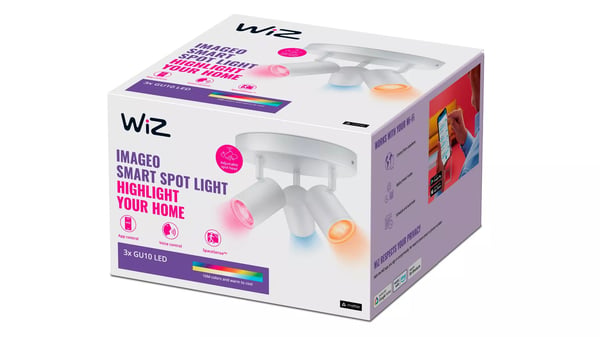 WiZ infälld spotlight Imageo Round vit 3 spots - Smart LED - färgat & vitt ljus - GU10 - 3x 5W - Wi-Fi