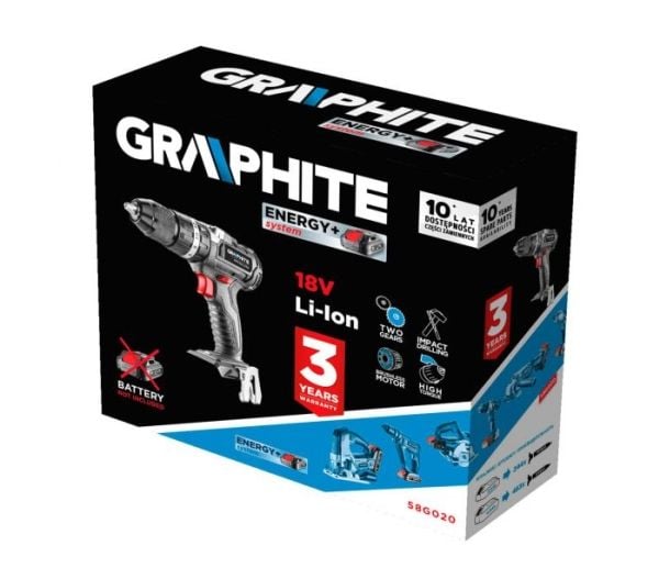 Graphite 58G020, Borr med pistolgrepp, utan nyckel, Borstlös, 1,3 cm, 1700 RPM, 2 mm