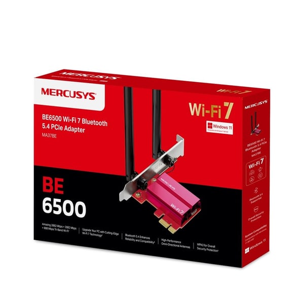 Mercusys MA37BE, Trådløs, PCI Express, WLAN / Bluetooth, Wi-Fi 7 (802.11be)