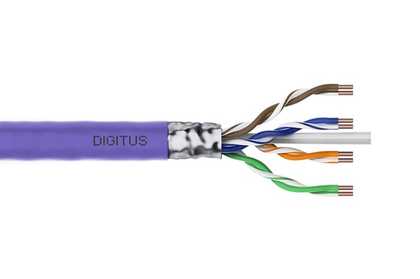 Digitus DIGITUS asennuskaapeli kat.6, F/UTP, B2ca, AWG23/1, LSOH, 100m, violetti, folio, folioitu