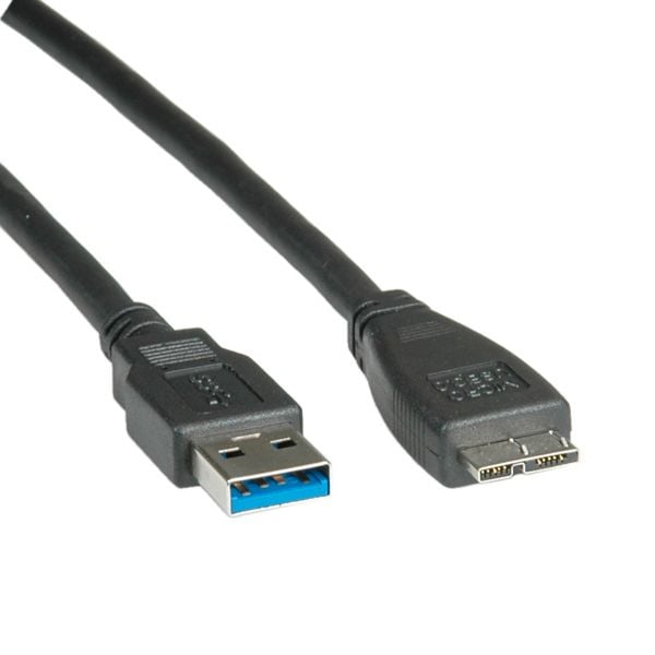 ROLINE 11.02.8874, 2 m, USB A, Micro-USB A, USB 3.2 Gen 1 (3.1 Gen 1), Hankjønn/hankjønn, Sort