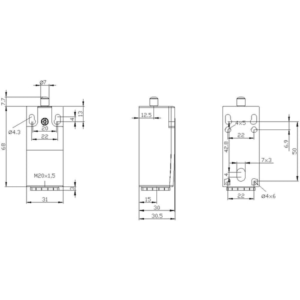 Siemens 3SE5232-0HC05-1AB1, muovi, IP40, 45 mm, 42 mm, 97 mm, 61 g