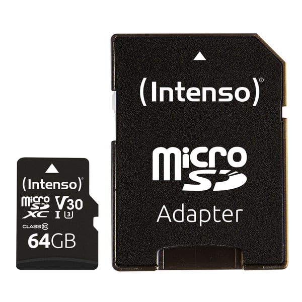 Intenso - Flashminnekort (microSDXC til SD-adapter inkludert) - 64 GB - UHS Class 1 / Class10 - microSDXC UHS-I
