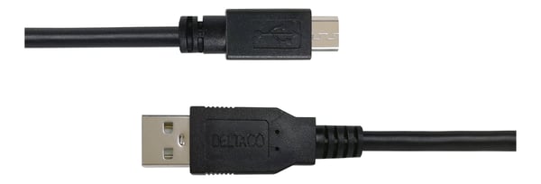 DELTACO - USB-kabel - Micro-USB typ B (hane) till USB (hane) - USB 2.0 - 0.5 A - 2 m - ladda och synka - svart