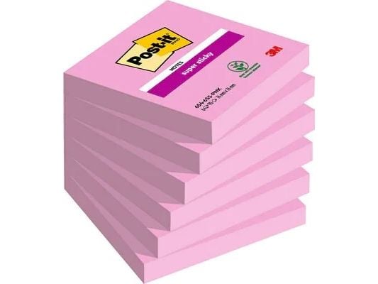 Post-it Super Sticky klistrelapper 76 x 76 mm, tropisk rosa, 6 blokker