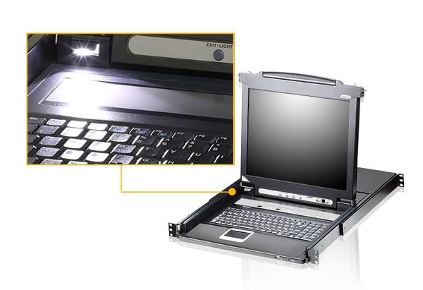ATEN CL5708MW - KVM-konsoll med KVM-svitsj - 8 porter - PS/2, USB - Engelsk - Storbritannia og Nord-Irland - 17.3" - kan monteres i rack - 1920 x 1...