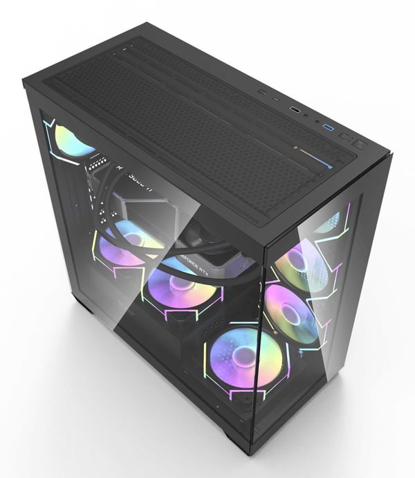 darkFlash DS900 datorchassi ATX/M-ATX/ITX, härdat glas, svart, utan fläktar