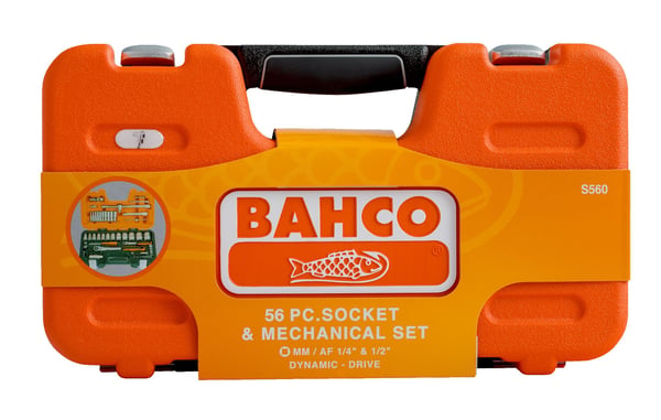 BAHCO S560 hylsysarja, 1/4" ja 1/2" vääntiöillä, 56 osaa