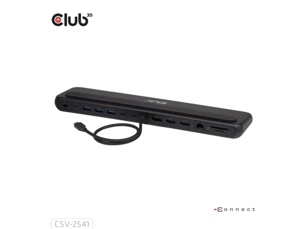 Club 3D - Dokkingstasjon - for skrivebord, bærbar - USB-C - 2 x HDMI, DP - 1GbE
