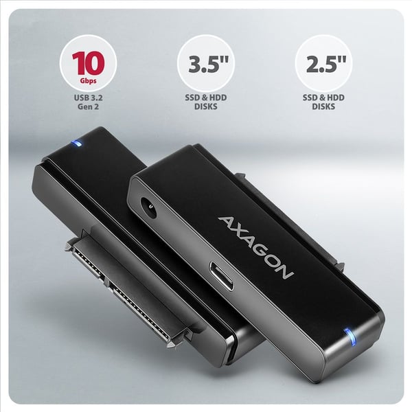 Axagon ADSA-FPX, USB Type-C, SATA, Musta, PC / Notebook / Tablet, Kiina, CE, RoHS