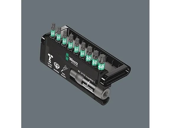 Wera Bit-Check 10 TX Impaktor 1 - Screwdriver bit and bit holder set - 10 delar - torx - T20, T25, T30, T40 - hexagonalt