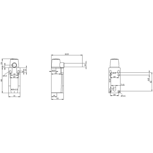 Siemens 3SE5232-0HU22, muovi, IP65, 53 mm, 111,5 mm, 105 mm, 142 g