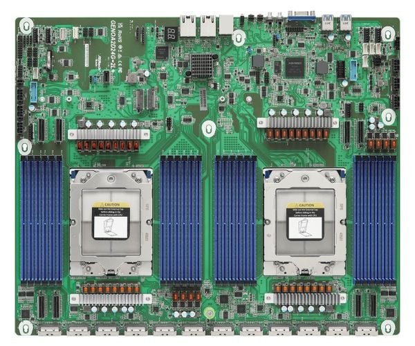 ASRock Industrial GENOA2D24G-2L+ - Hovedkort - LGA6096 Socket - 2 Støttede CPU-er - USB 3.2 Gen 1 - 2 x Gigabit LAN - innbygd grafikk (CPU kreves)