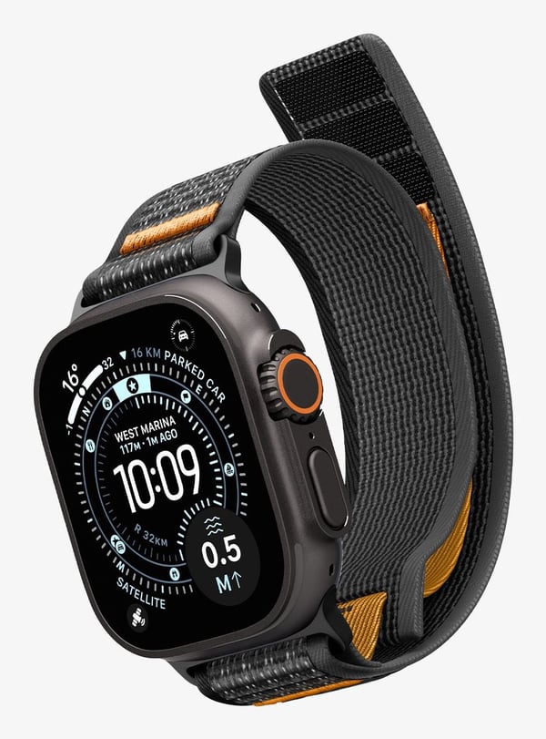 Spigen Athlex Air 2, Yhtye, Älykello, musta, Oranssi, Apple, Apple - Apple Watch Ultra 3 (49mm), Apple - Apple Watch Ultra 2 (49mm), Apple - Apple ...