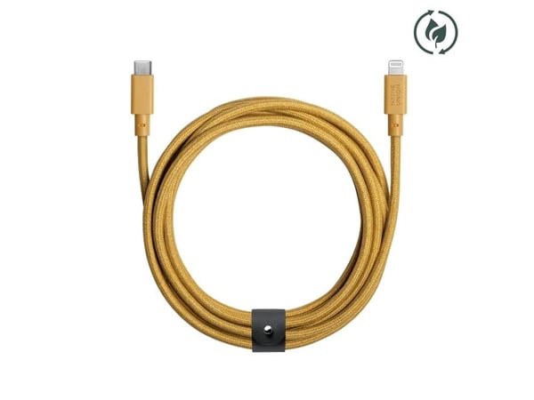 Native Union Belt Cable, 3 m, Lightning, USB C, Hankjønn, Hankjønn, Gult