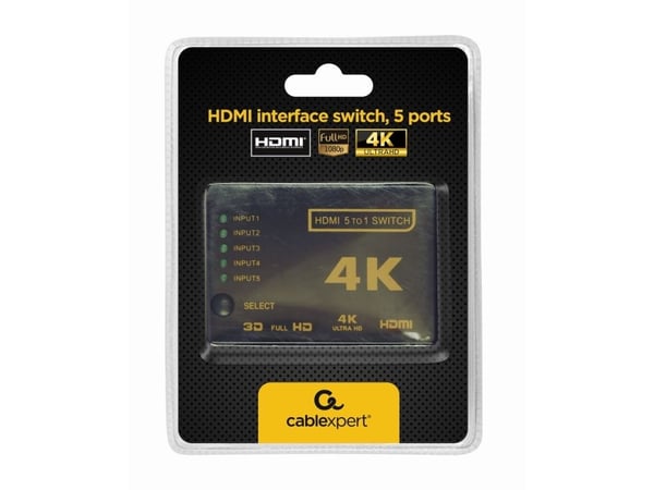 Cablexpert DSW-HDMI-53 - Video-/audiokytkin - 5 x HDMI - pöytätietokoneet