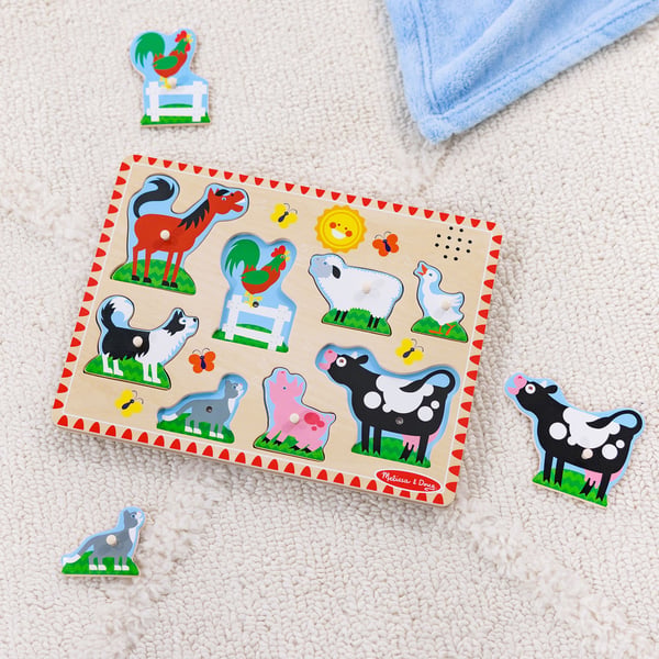 Melissa & Doug lydpuslespill, 8 stk., gårdsdyr, 2 år