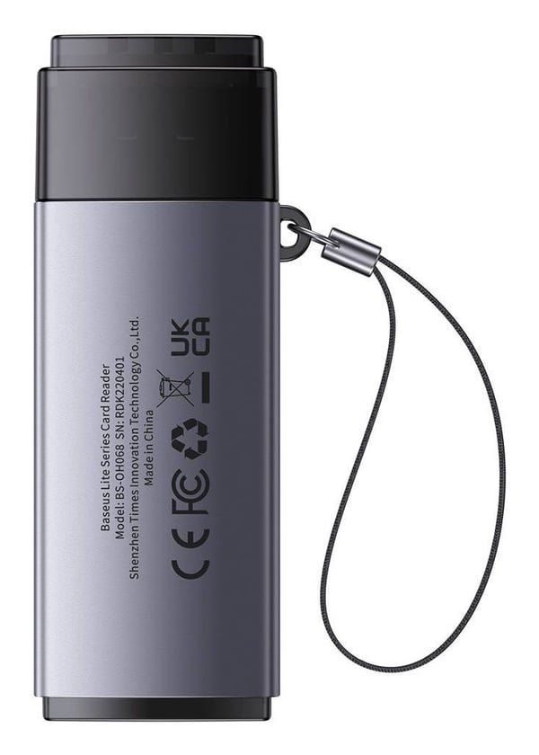 Baseus Lite -sarjan SD/TF-muistikortinlukija, USB (harmaa)